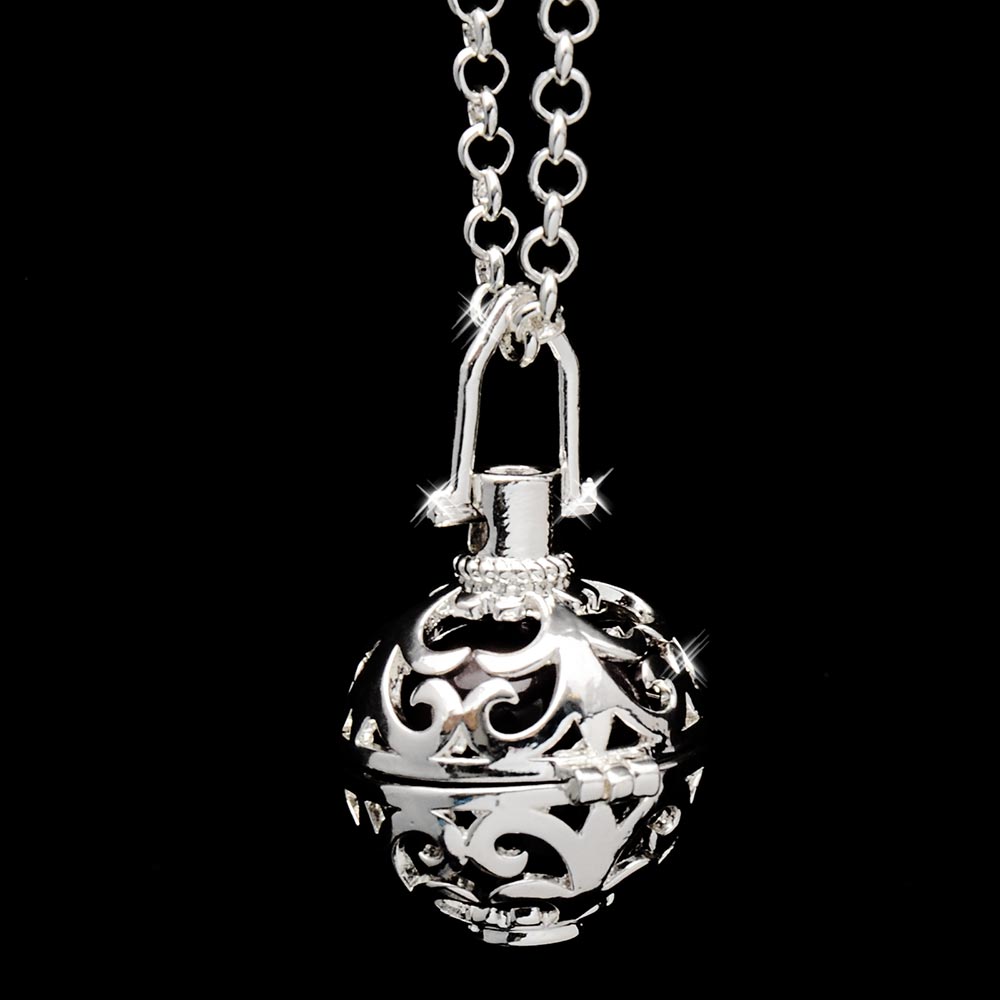 Morella Schutzengel Halskette - Edelstahl 70cm Mit Klangkugel & Zirkonia