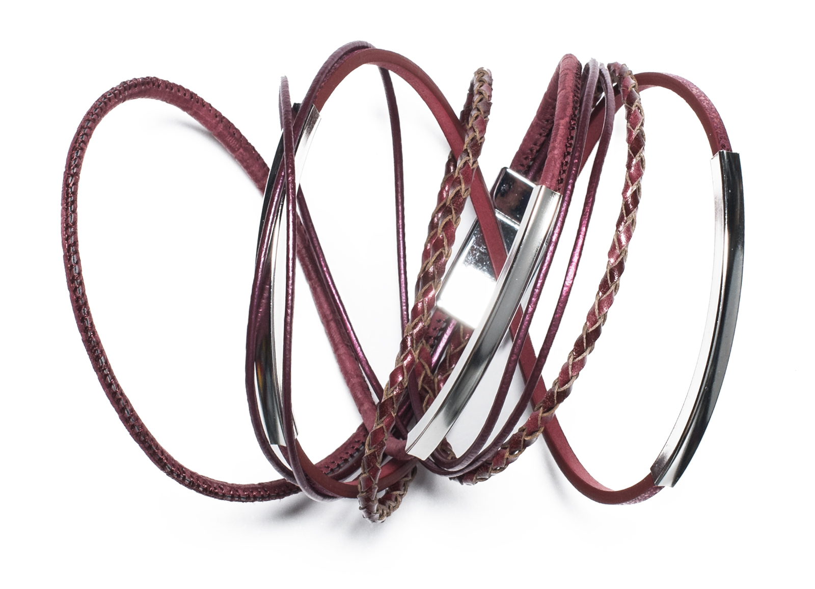 Punk Armband Kunstleder 3-Strang - Verstellbare Gothic Manschette