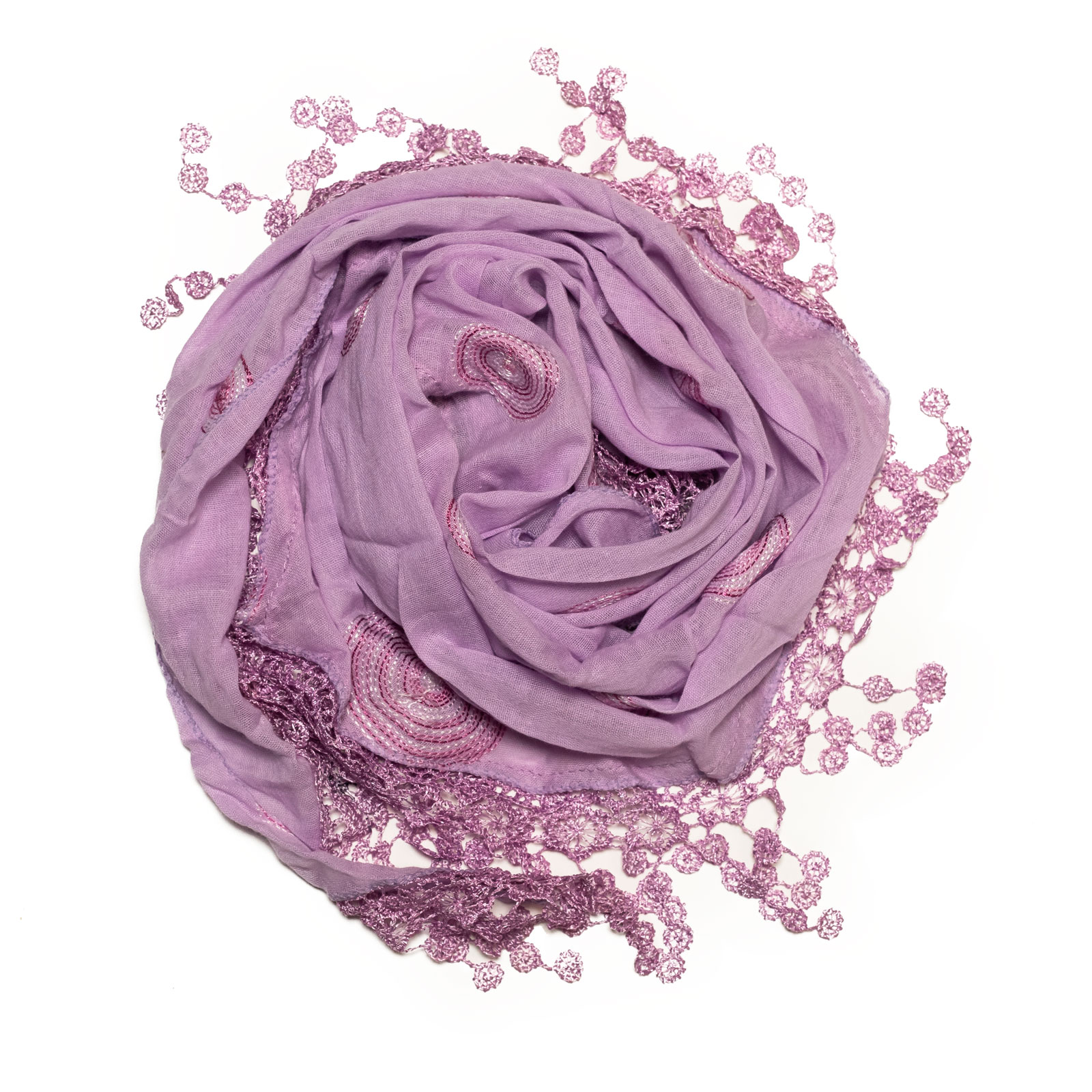 Schal Halstuch Dreieckstuch Dreieicksschal Kreise Dots Tuch Häkelborte Borte Neu